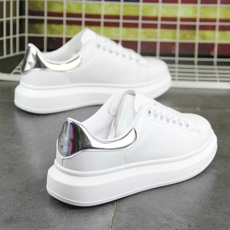 designer white platform sneakers