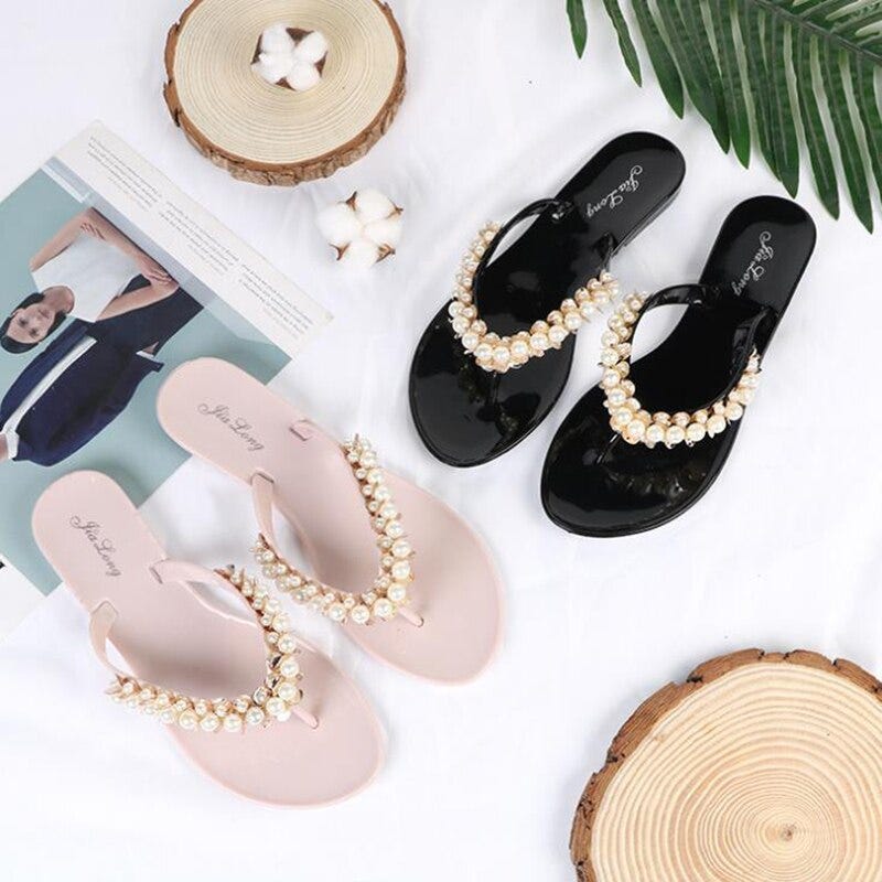 Frauen Schuhe Summer New Outdoor Beach Slippers Women Anti Slip Flat Bottom Fashion Casual String Bead Flip Flops Women Shoes Women S Shoes