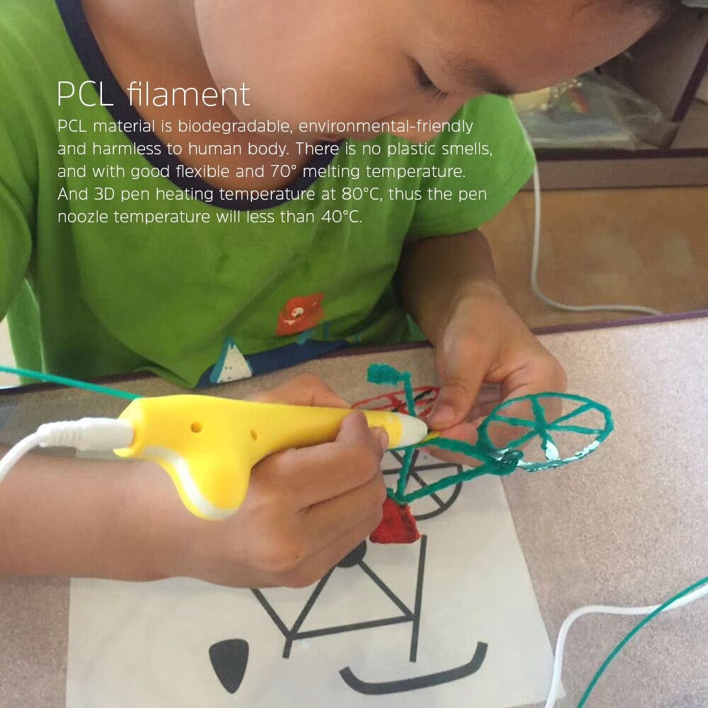 Qcreate Qw01 14s 3d Printing Pen Low Temperature 3d Pen For Kids Add 100 Meters Colors Pcl Plastic Filament Diy 3d Maker Computer Office Office Electronics