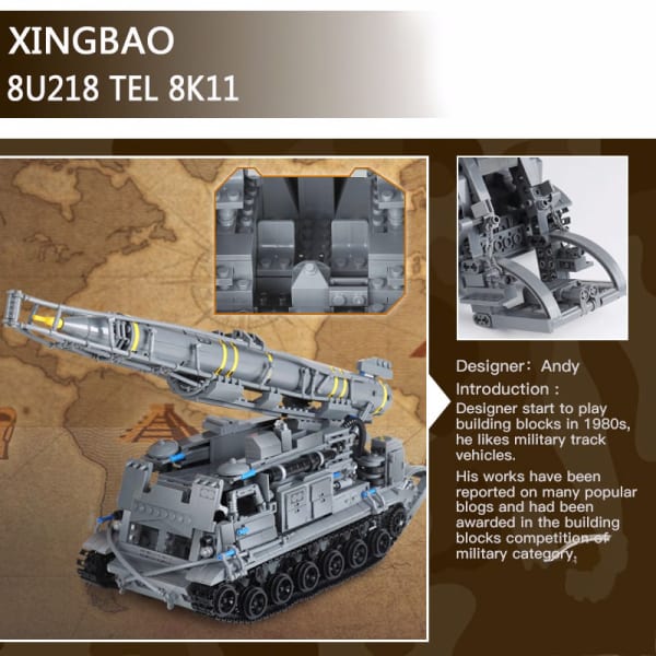 8U218 TEL 8K11 Set Kids Toys Gifts Xingbao Military Building Blocks WW2 Series