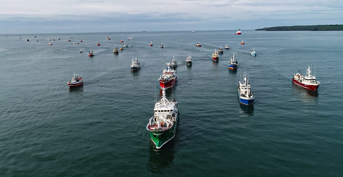 Flotilla of protesters call for end of fishing industry's