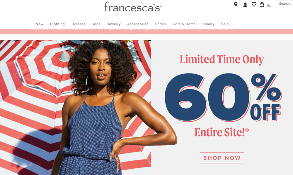 Francesca's Clearance Sale (Nothing over $10 and Free Returns)
