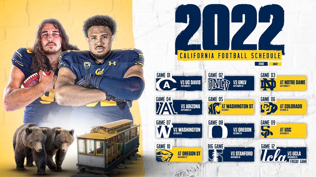 Nd Football 2022 Schedule Cal Football 2022 Schedule Dropped - Write For California