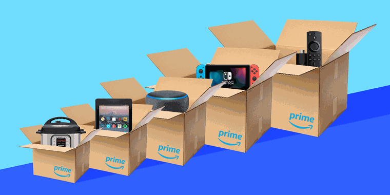 Amazon prime boxes with bestsellers instant pot tablet smart speaker nintendo switch fire tv stick