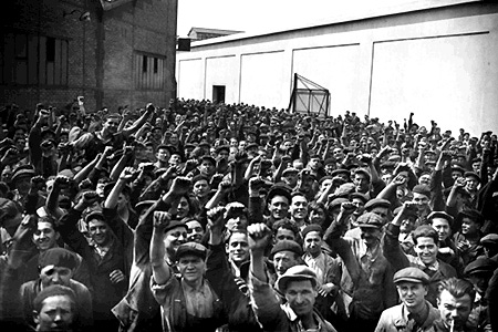 Renault workers on strike, 1936