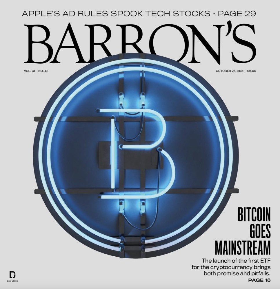Cover of Upcoming Barron&#39;s Magazine: &quot;Bitcoin goes Mainstream&quot;:  CryptoCurrency