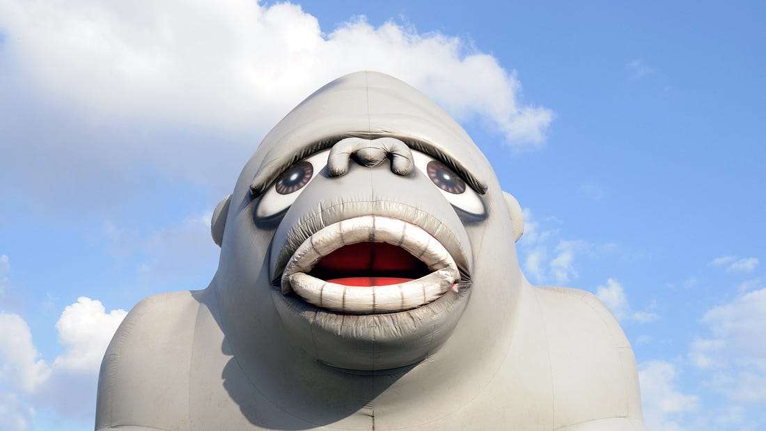 A photo of a giant inflatable gorilla