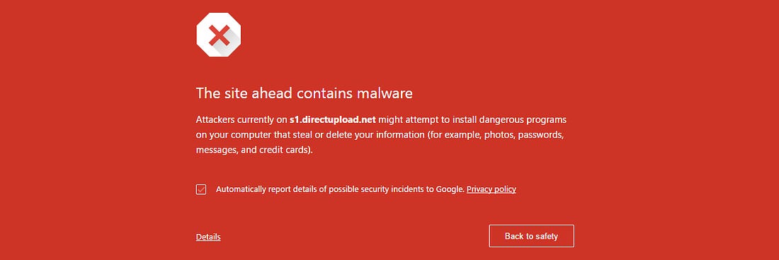 Le site contient un avertissement de malware