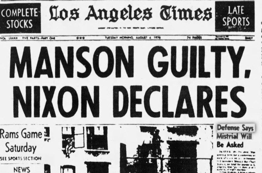 American Theater: The Manson Murder Trial Was a Hoax - The Unexpected  Cosmology