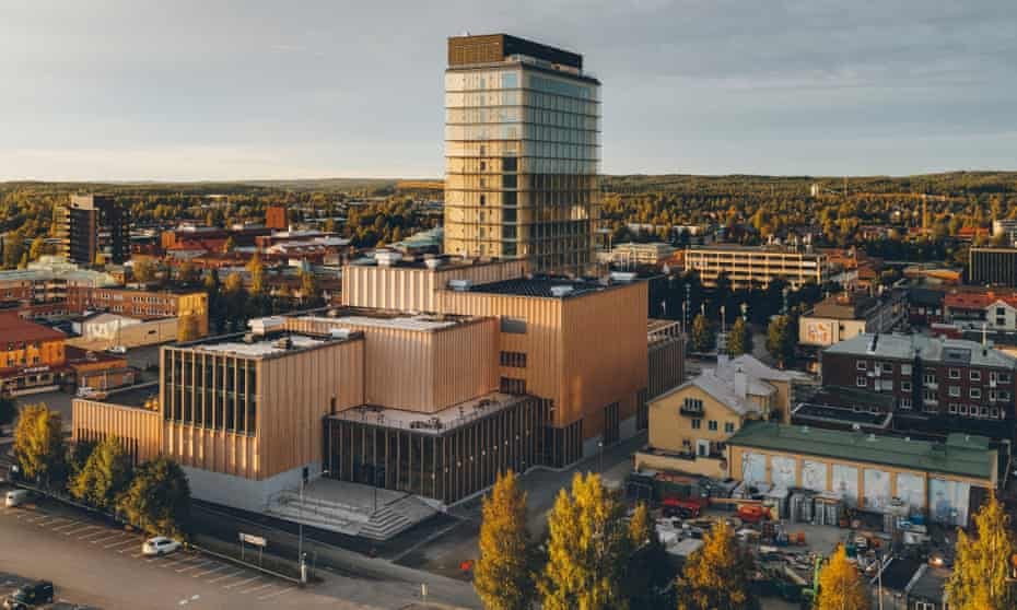 A tall building made out of wood