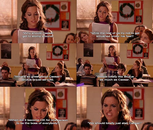 mean girls- Brutus and Caesar&lt;&lt; ALEX, LET US BRING THIS TO MRS. STORRER. |  Internet funny, Funny movies, Mean girls