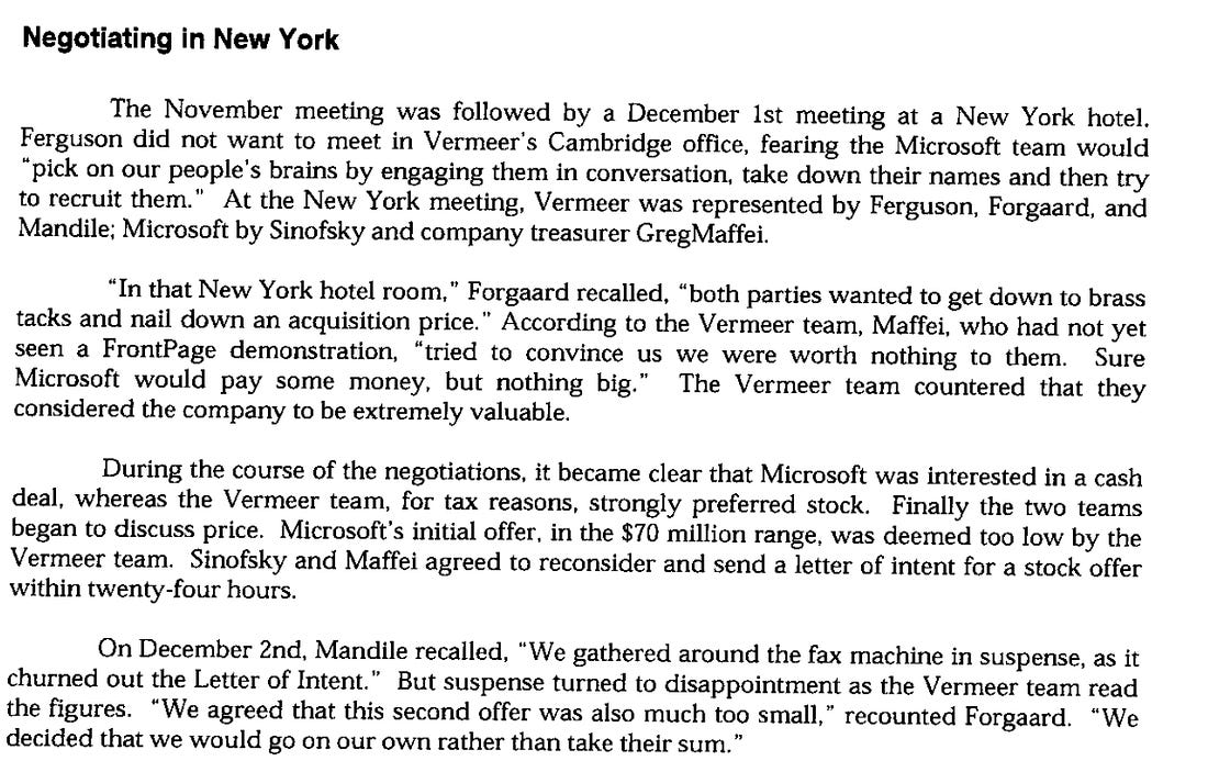 From the HBS case a scanned section "Negotiating in New York" offers some of the color commentary on the new york trip. From the HBS case a scanned section "Negotiating in New York" offers some of the color commentary on the new york trip.