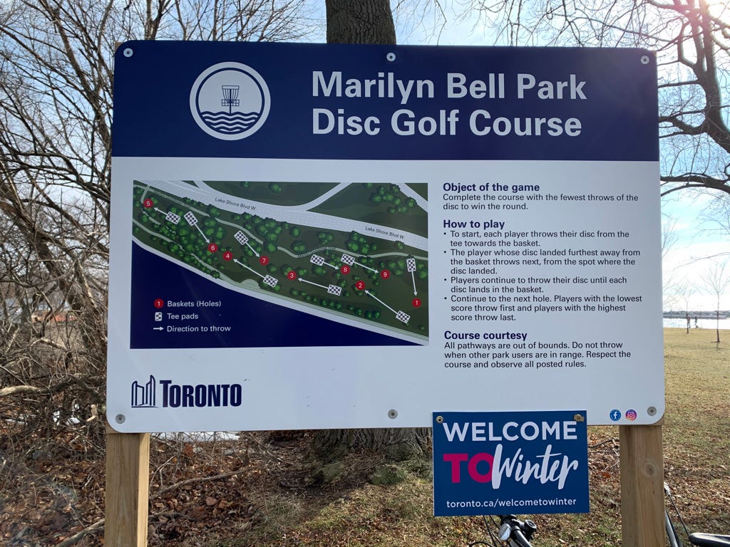 Marilyn Bell Disc Golf Course sign