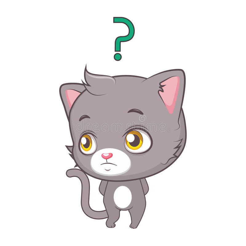 Cute Gray Cat Being Confused Stock Vector - Illustration of gray, tail:  87582454
