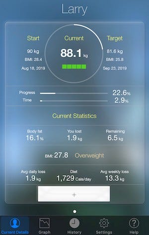 image of a screenshot of My Weight iPhone app image of a screenshot of My Weight iPhone app