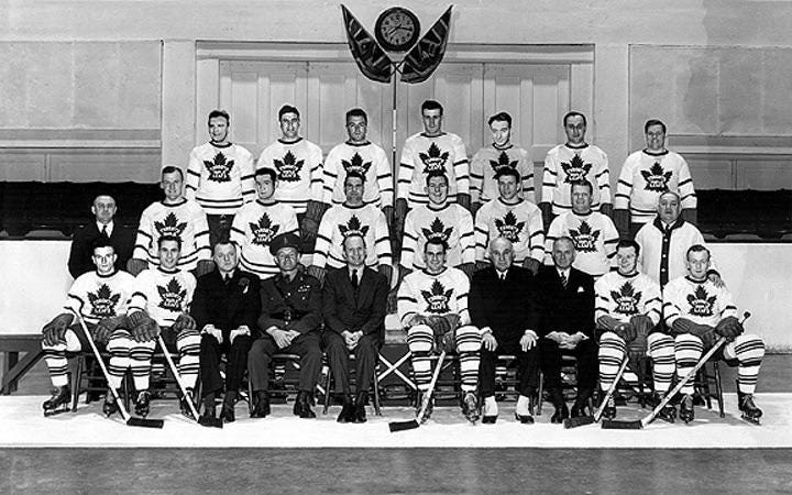 The 1942 Stanley Cup Finals was a best-of-seven series between the Toronto  Maple Leafs and the Detroit Red Wings. After losing the first three games,  the Maple Leafs won the next four