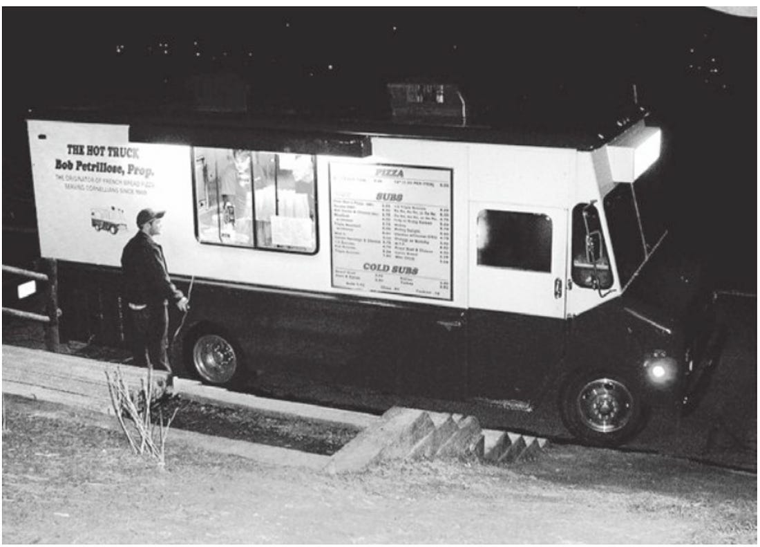 Photo of the hottruck food truck at night.