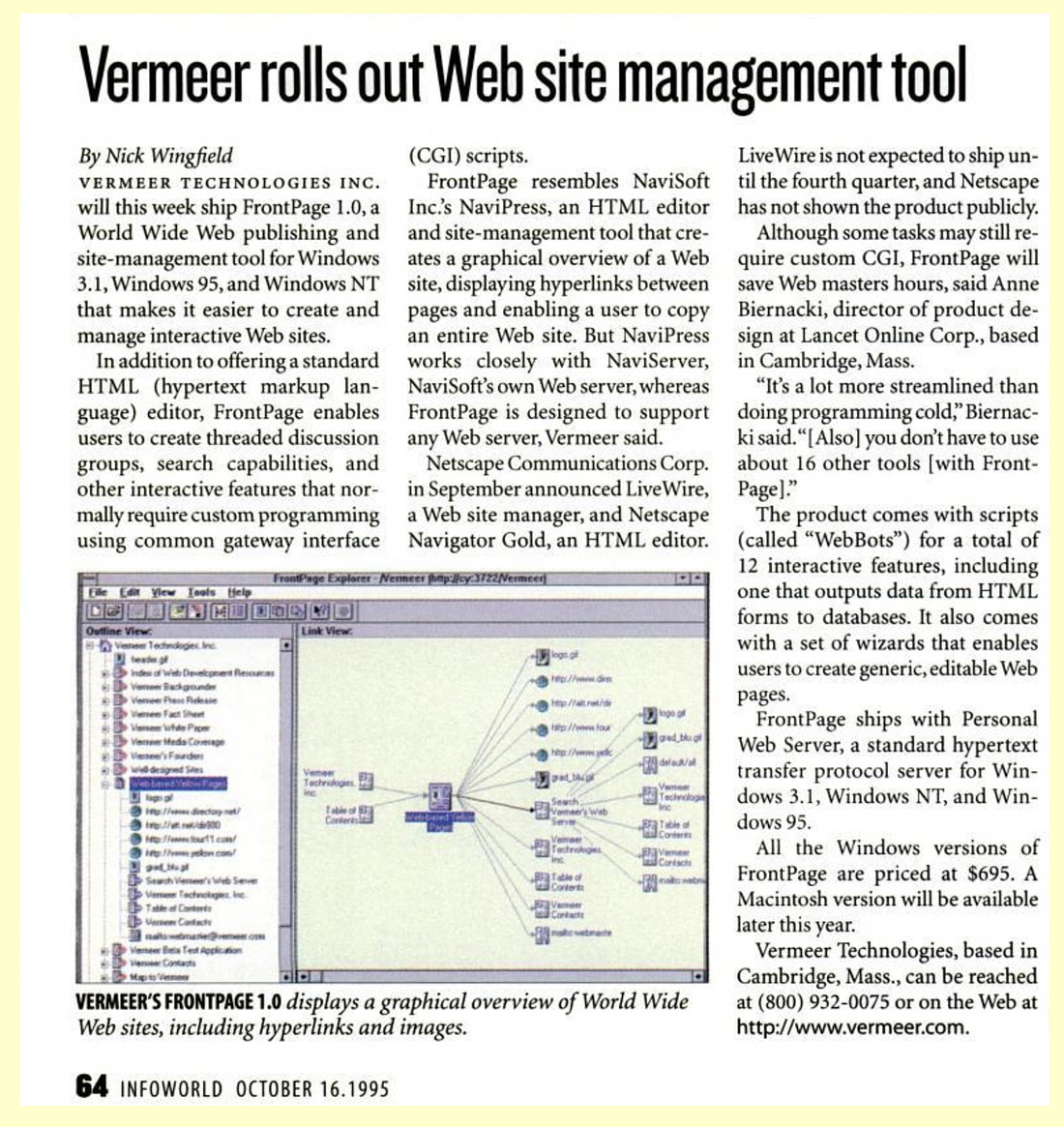 Scanned story "Vermeer rolls out Web site management tool"