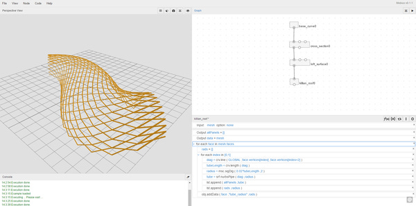 The geometry you see in the image is generated using only 4 nodes! The geometry you see in the image is generated using only 4 nodes!