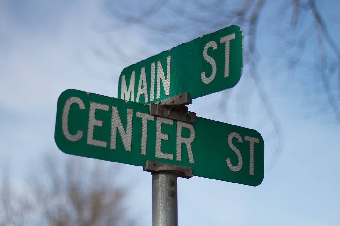 Main Street and Center Street signs