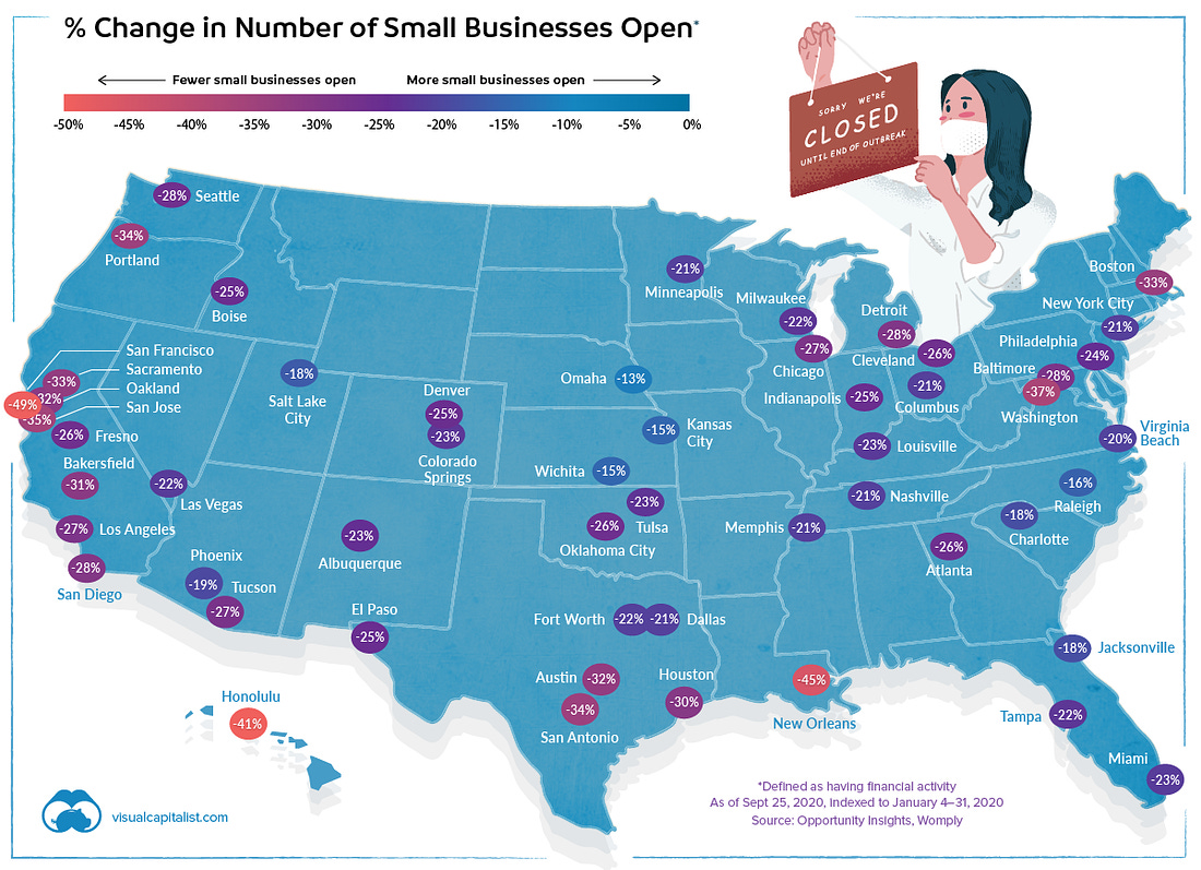 This map shows where in the U.S. small businesses have closed | World  Economic Forum