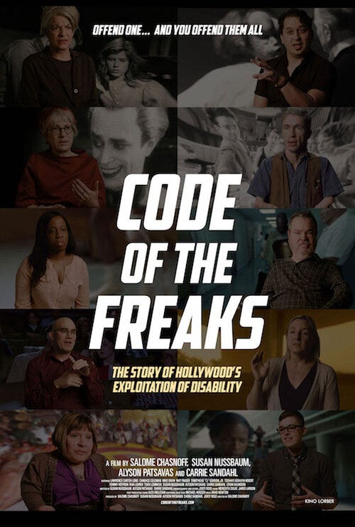 The official poster for 'Code of the Freaks', with the tagline "Offend one... and you offend them all." above a collage of film stills and interview subjects.