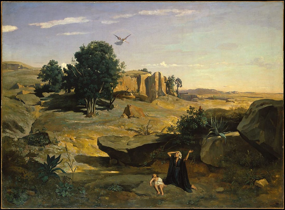 Hagar in the Wilderness, Camille Corot (French, Paris 1796–1875 Paris), Oil on canvas 