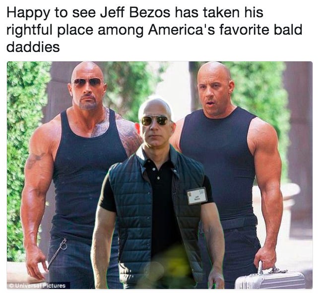 Happy to see Jeff Bezos has taken his rightful place among America's  favorite bald daddies | Swole Jeff Bezos | Know Your Meme