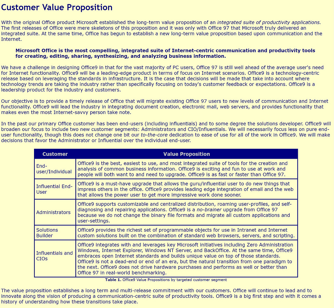 Customer Value Propositions by segment - scanned document.
