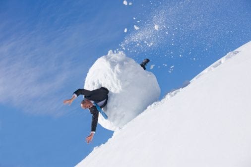 Image result for snowball rolling down a hill