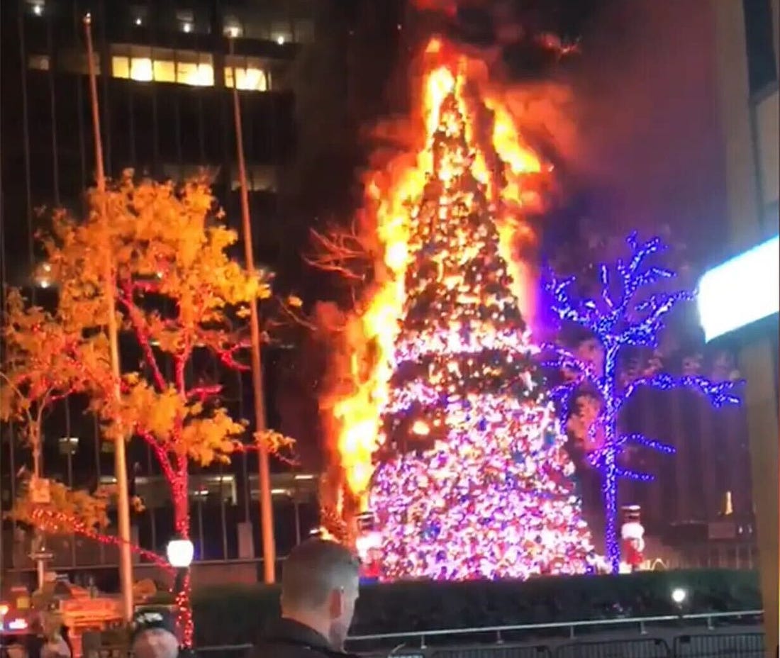 Fox News Christmas Tree &#39;Completely Engulfed in Flames&#39;