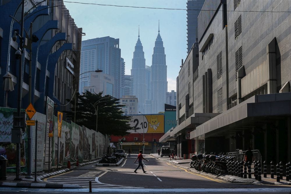 A general view of Kuala Lumpur as the 14-day ‘total lockdown’ commenced June 1, 2021. — Picture by Yusof Mat Isa
