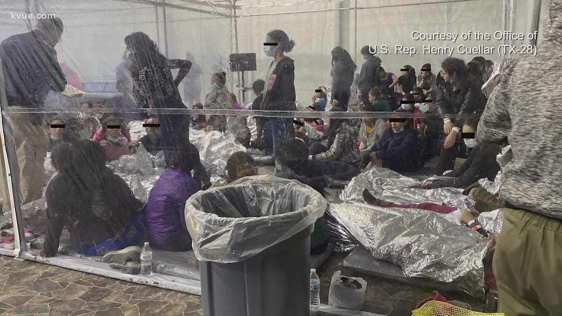 Photos show crowds of children in Texas border overflow facility amid calls  for press access | wfaa.com