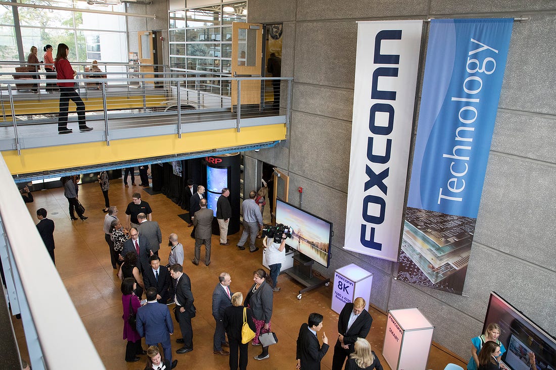 Foxconn banner on wall