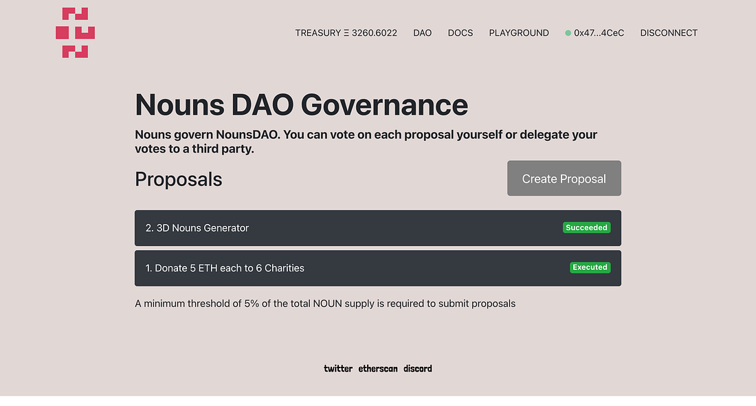 NounsDAO Review: NounsDAO Governance Page