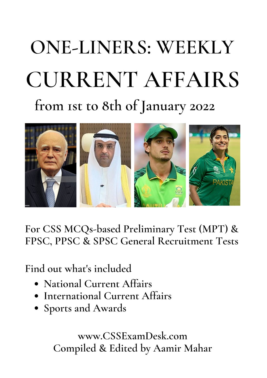 Weekly Current Affairs | 1st of January 2022 to 8th of January 2022