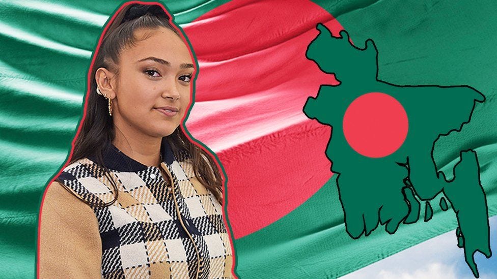 Joy Crookes and Bangladesh flag