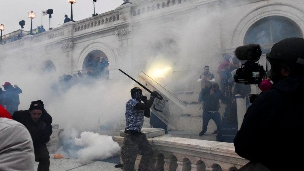 Tear gas is used to disperse protesters at the Capitol building