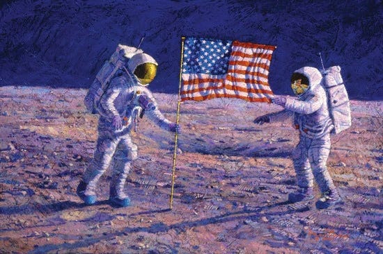 Alan Bean Painting of Astronauts on Moon