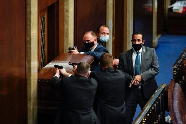 The Capitol Police tried to defend the House chamber from rioters.