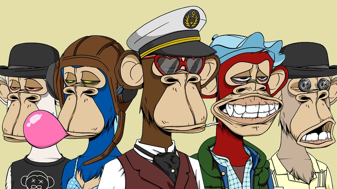 Five Bored Apes. (Yuga Labs)