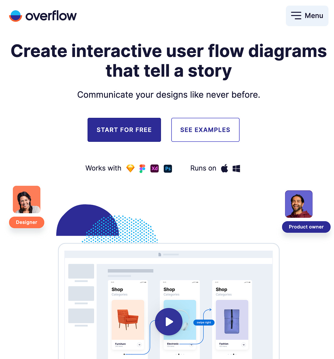 Overflow - tool for interactive user flows