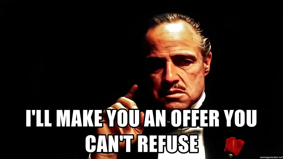 I&#39;ll make you an offer you can&#39;t refuse - godfather hand | Meme Generator