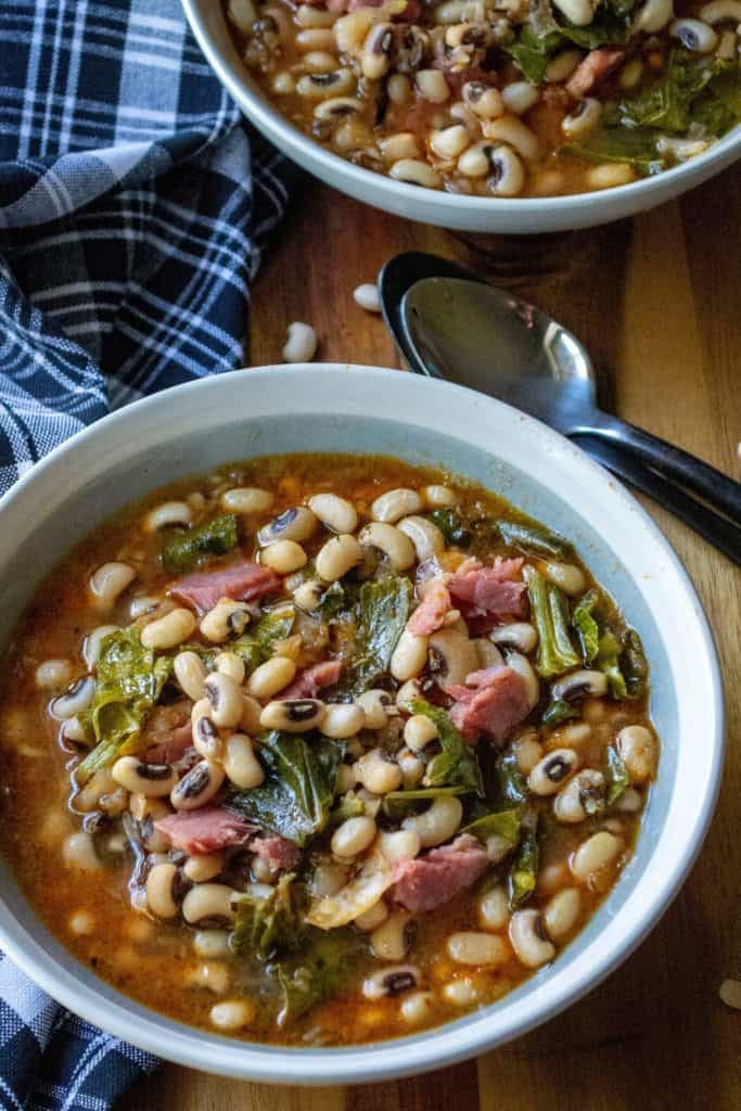 Slow Cooker Black Eyed Peas and Collard Greens