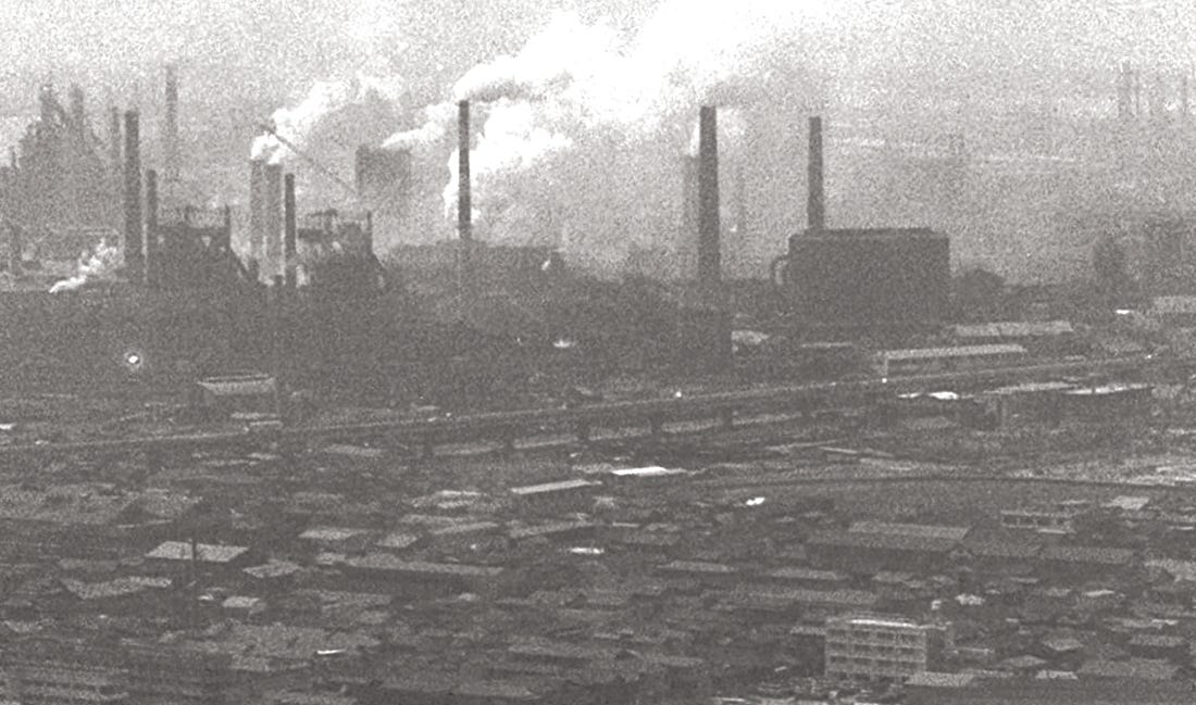 Smoke monsters: An aerial view of factories near the city of Kawasaki, Kanagawa Prefecture, in 1970. Pollution from neighboring districts used to drift into Tokyo and negatively affect the quality of air in the capital.
