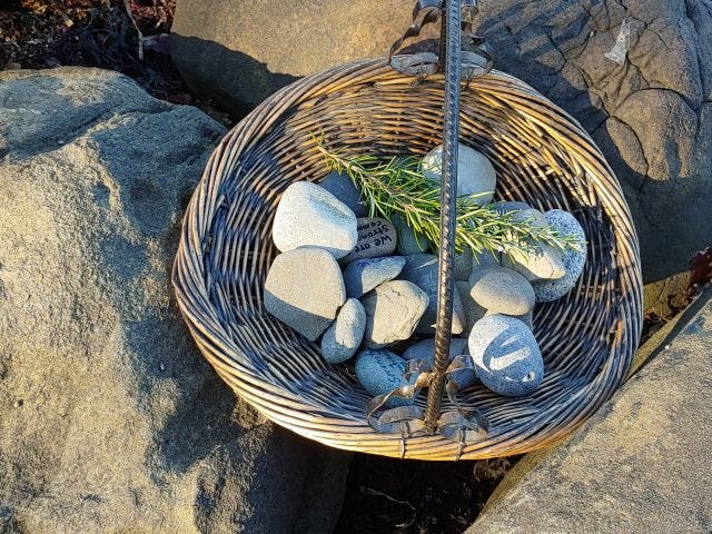 A basket of stones