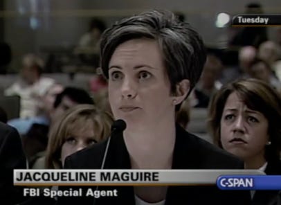 A screen capture from C-SPAN shows Maguire leaning toward a microphone