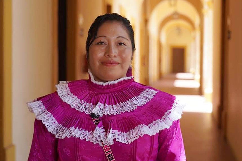 Juana Facundo is a translator of Otomi indigenous language. Photo: UN Women/ Coordination of Extension and Social Action UDG