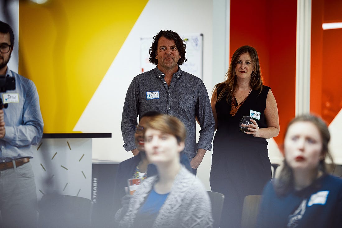 Launch Pad founders Anne Driscoll and Chris Schultz at the Memphis grand opening in March 2018.