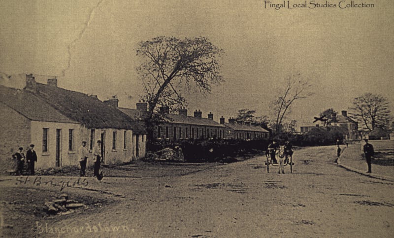 Image of Blanchardstown Village with a horse drawn carriage in 1890s